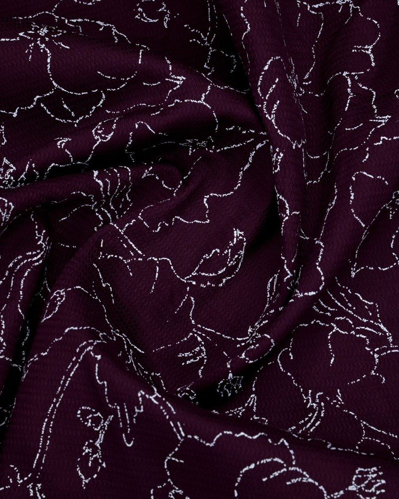 Dark Wine Flower Print-Full-Stain Proof