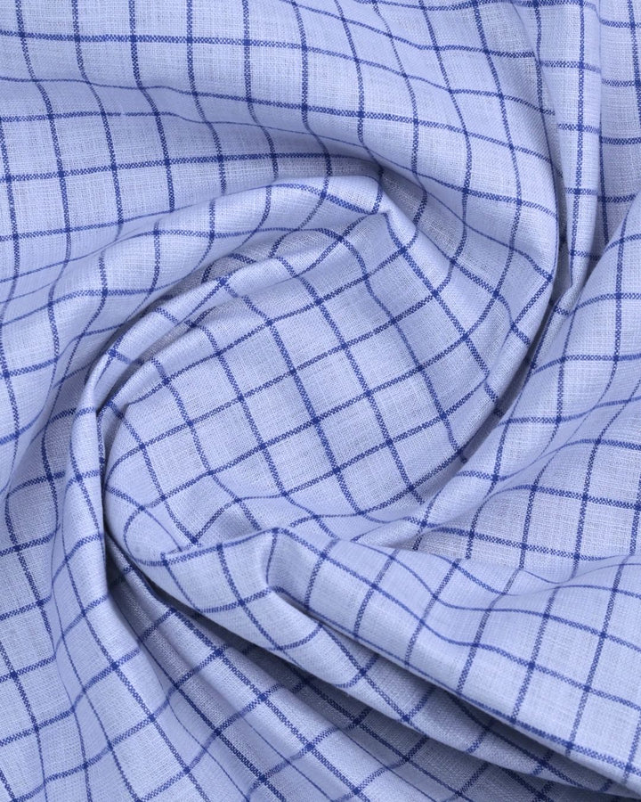 Silver Grey & Navy Square Checks -Full-Bamboo Linen