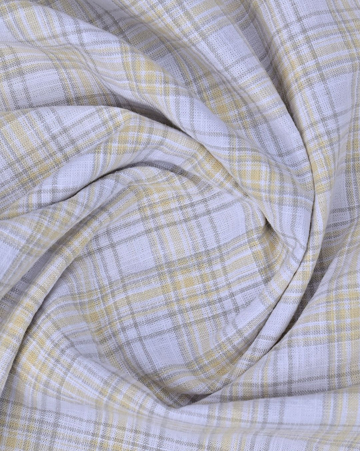Soft Orange & White Checks -Full-Cotton Linen Shirt
