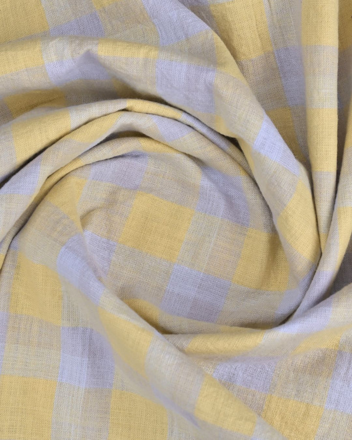 Multi Yellow & Grey Box Checks -Full-Cotton Linen Shirt
