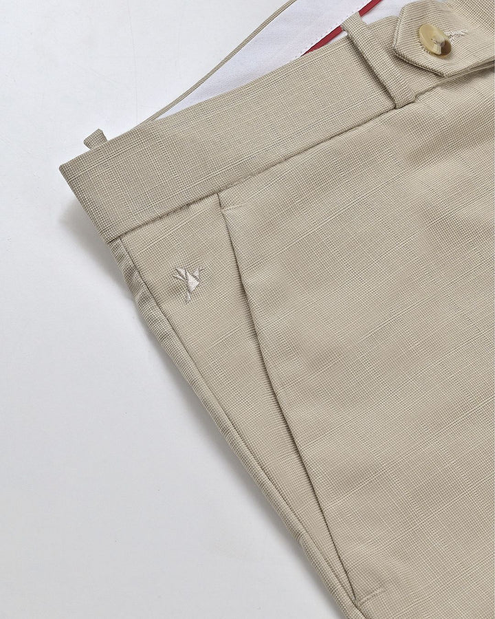 Cream Pixel Checks - Wrinkle free Formal Pant