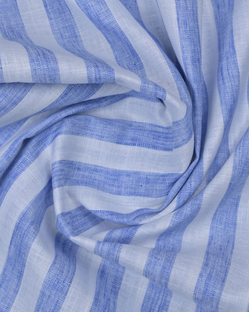 Sky Blue Broad Stripes -Full-Bamboo Linen