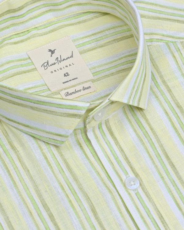 Yellow Multi Colour Stripes -Full-Bamboo Linen