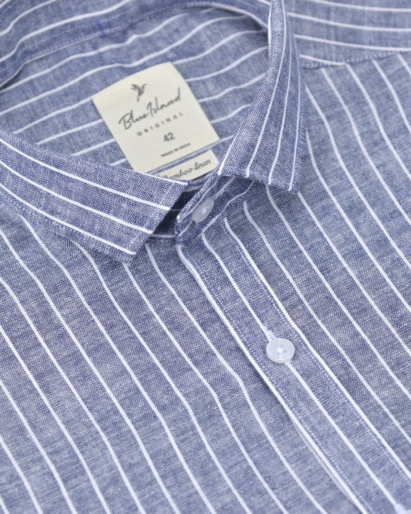 Denim Lite Stripes -Full-Bamboo Linen