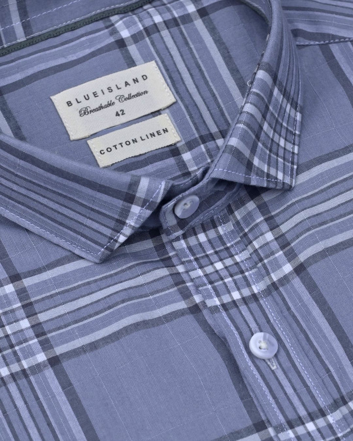 Iron Grey Checks -Full-Cotton Linen Shirt