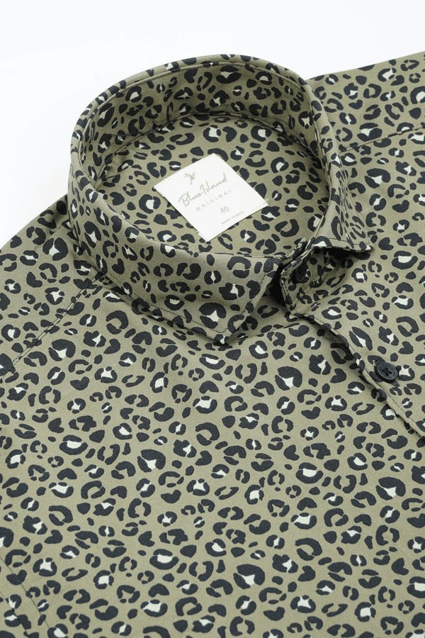 Olive & Black Print - Half Sleeve - Airlite Shirt