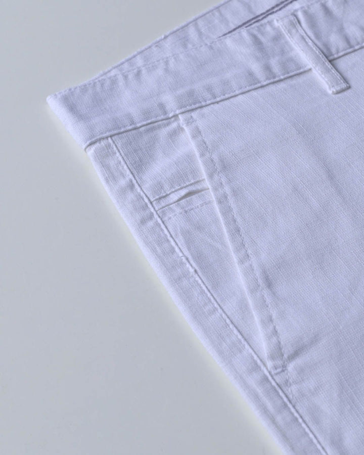 White - 2 way stretch - COTTON LINEN PANT