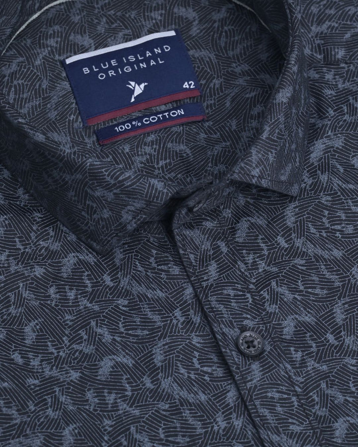 Blackish Grey Wave Print -Full-Stain Proof