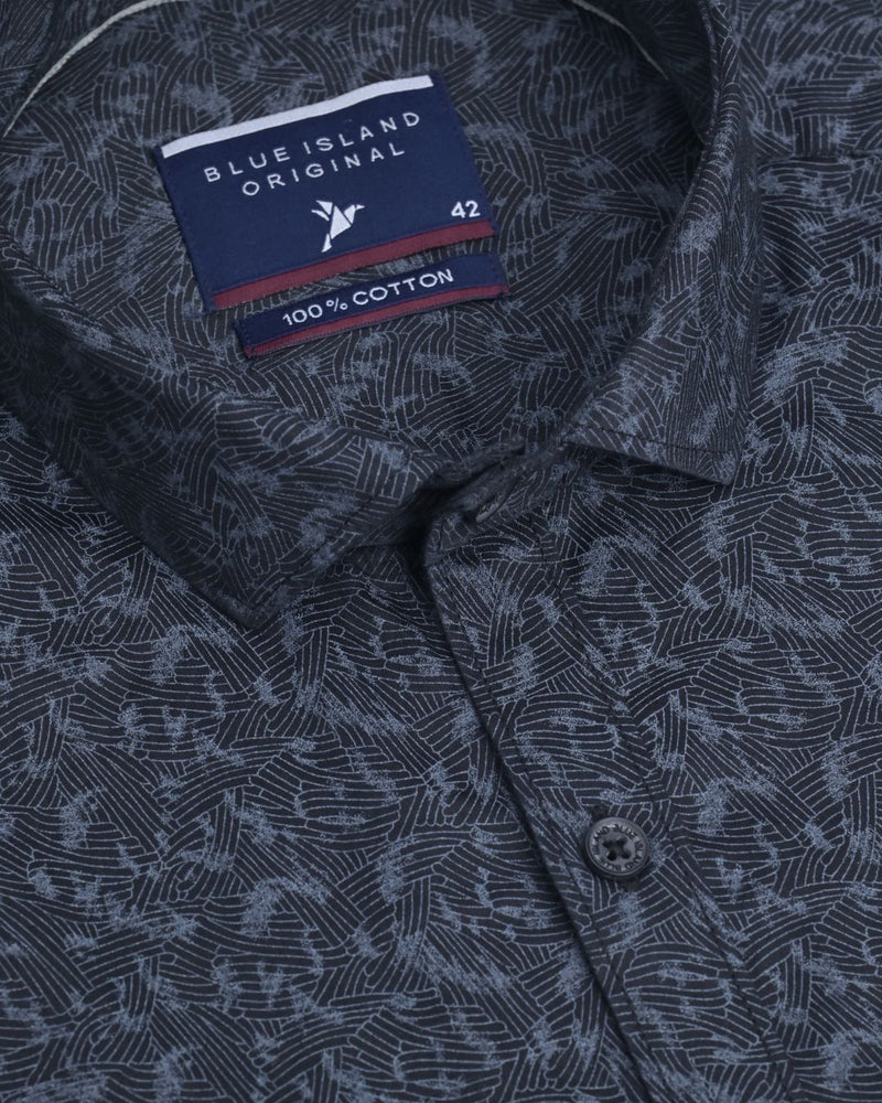 Blackish Grey Wave Print -Full-Stain Proof