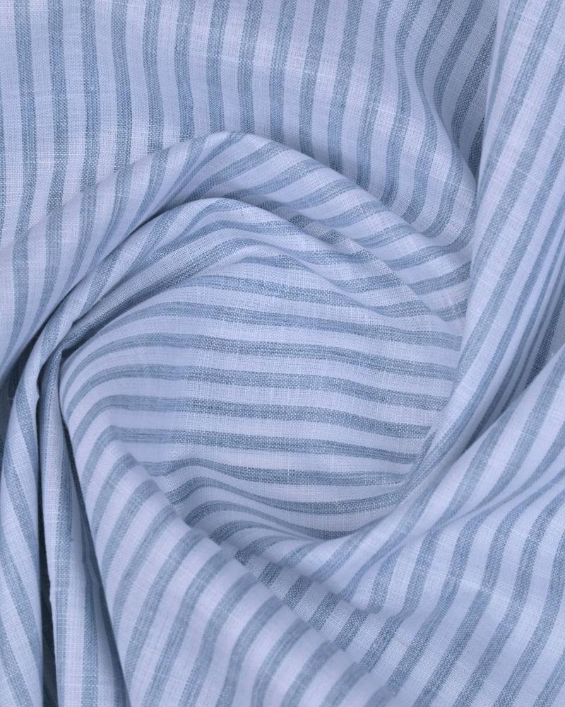 Green & White Linear Stripes -Full-Bamboo Linen