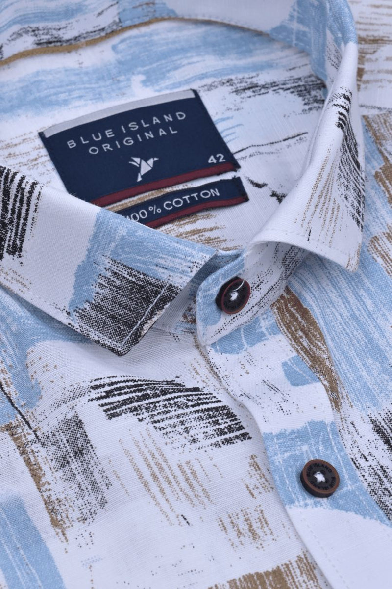 White Multi Stroke Print -Full-Stain Proof