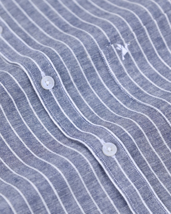 Denim Lite Stripes -Full-Bamboo Linen