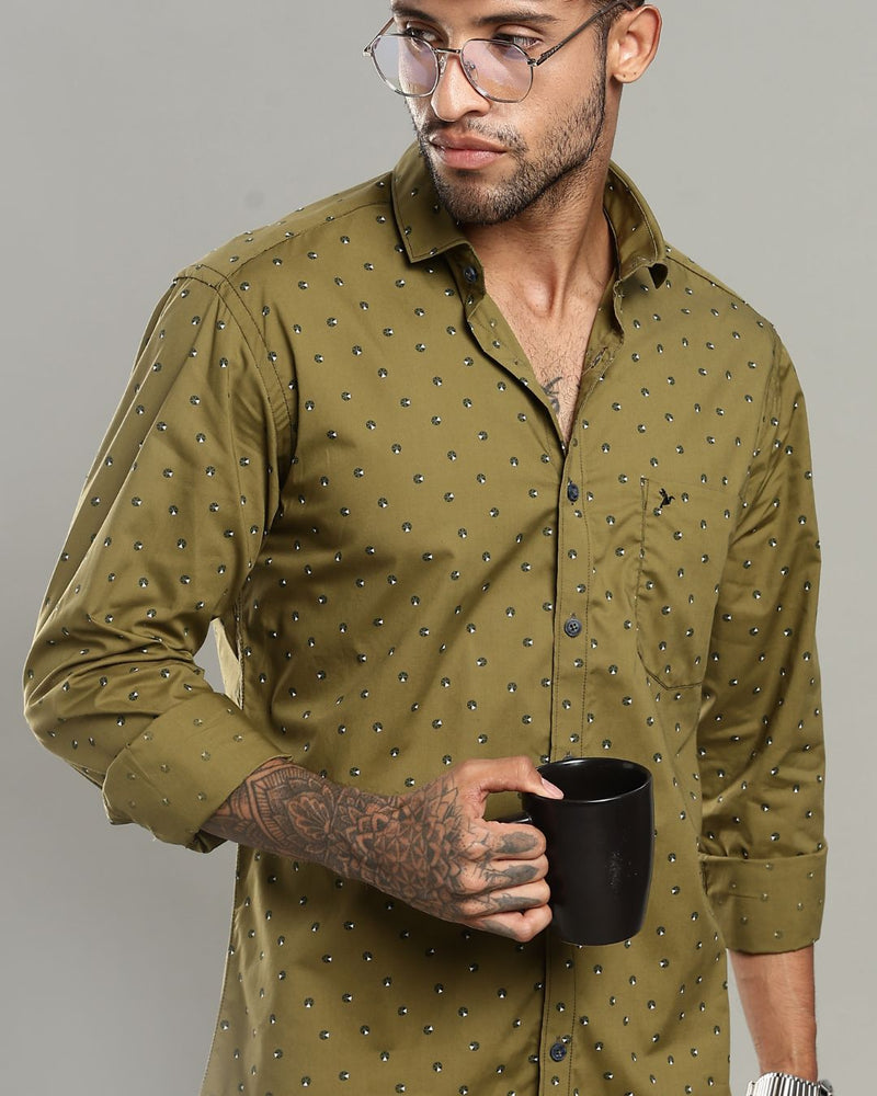 Khaki Green Slice Print -Full-Stain Proof