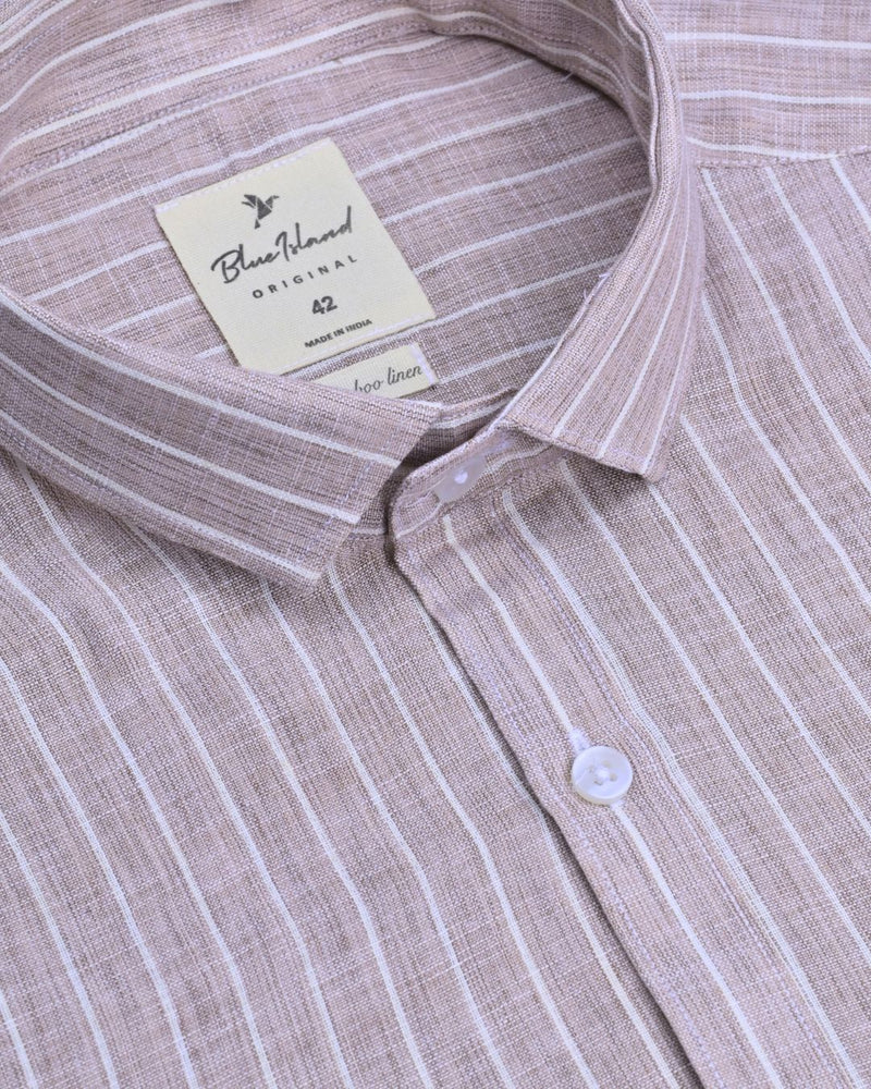 Brown & Cream Stripes -Full-Bamboo Linen