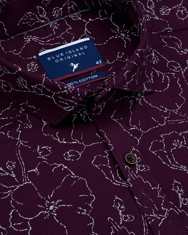Dark Wine Flower Print-Full-Stain Proof