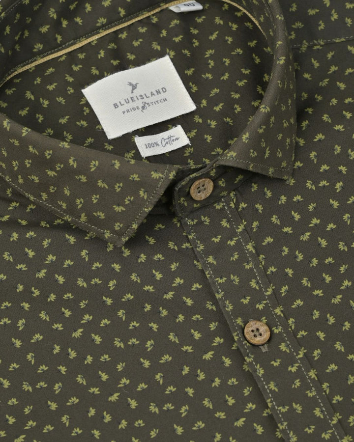Dark Olive Flower Print - Full - Pride Shirt
