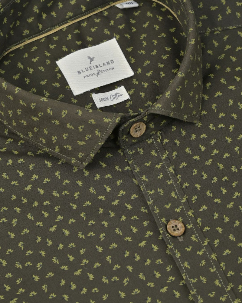 Dark Olive Flower Print - Full - Pride Shirt