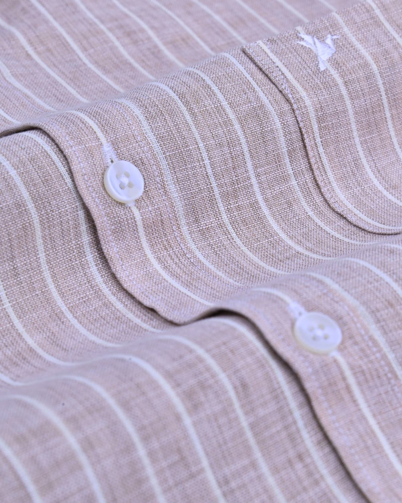 Brown & Cream Stripes -Full-Bamboo Linen