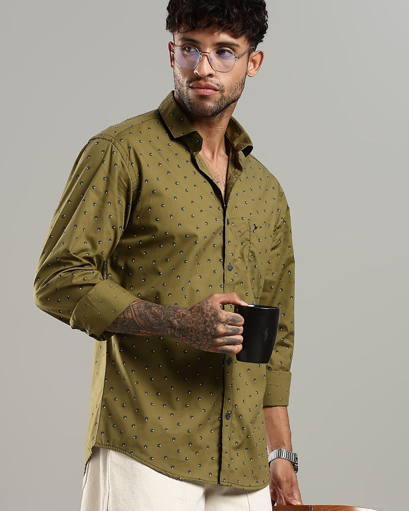 Khaki Green Slice Print -Full-Stain Proof