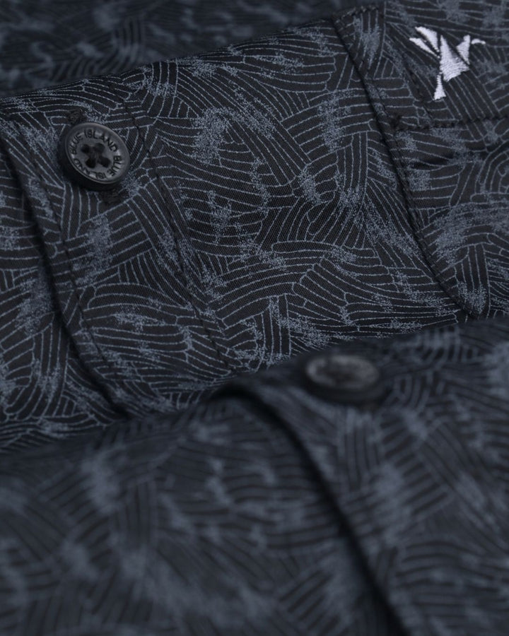 Blackish Grey Wave Print -Full-Stain Proof