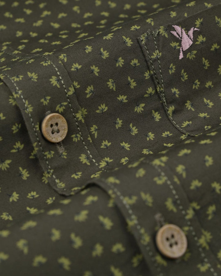 Dark Olive Flower Print - Full - Pride Shirt