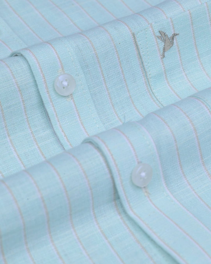 Mint Green Stripes -Full-Bamboo Linen