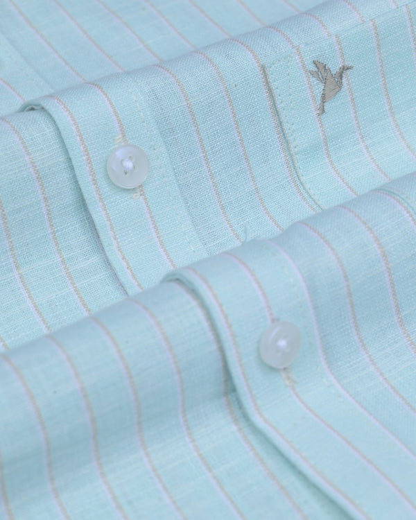 Mint Green Stripes -Full-Bamboo Linen