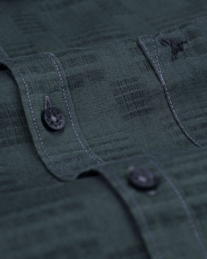 Bottle Green Self Pattern Print -Full-Stain Proof