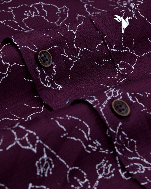 Dark Wine Flower Print-Full-Stain Proof