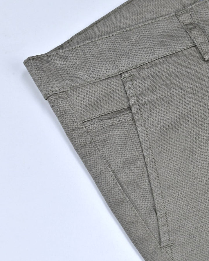 Olive Mini Checks - 2 way stretch - COTTON PANT