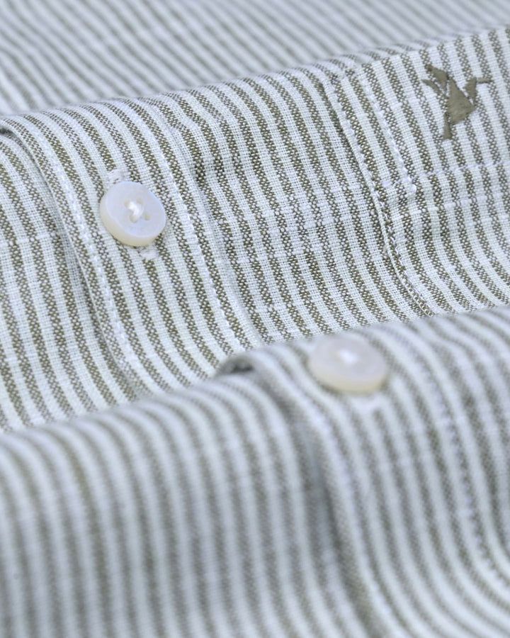Green Fine Stripes -Full-Bamboo Linen