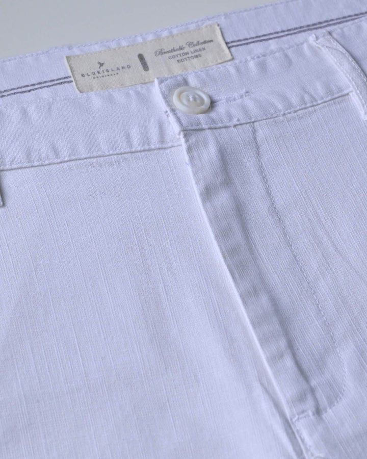 White - 2 way stretch - COTTON LINEN PANT