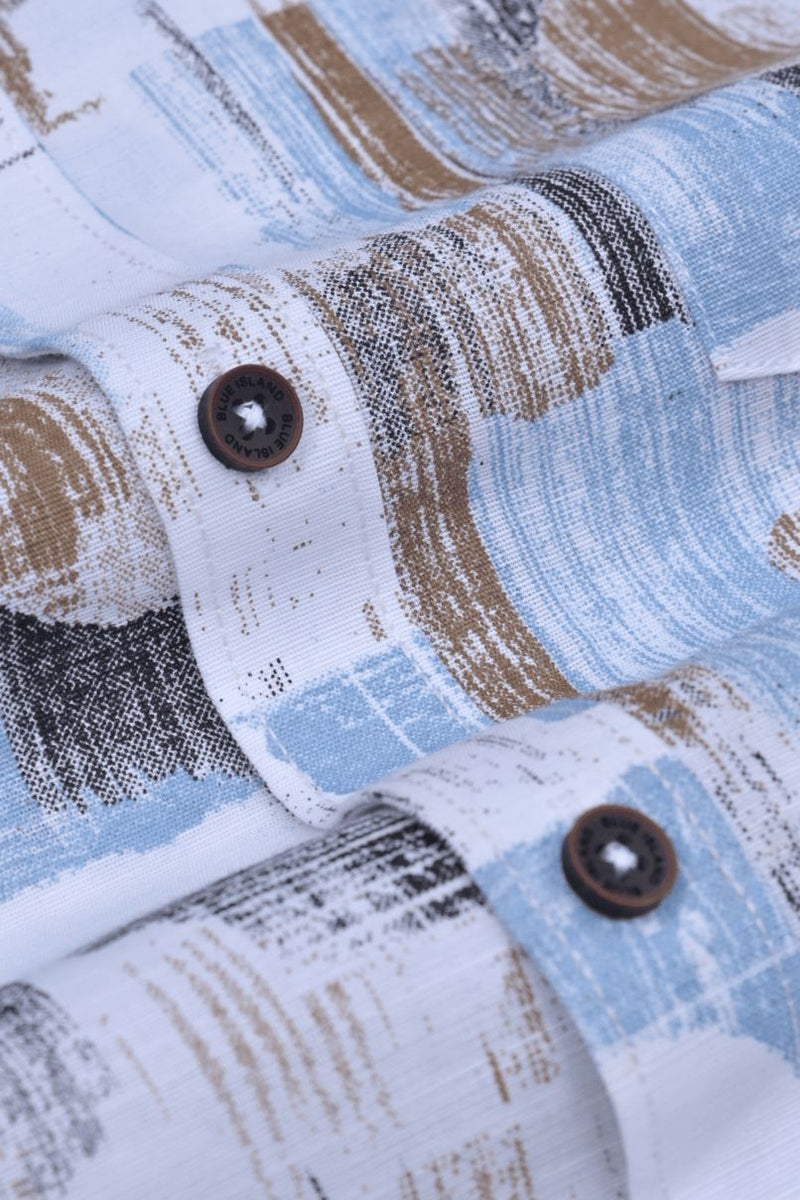 White Multi Stroke Print -Full-Stain Proof