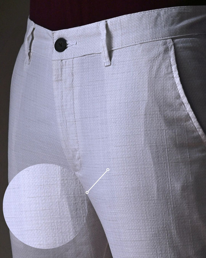 White Mini Checks- 2 way stretch - COTTON LINEN PANT
