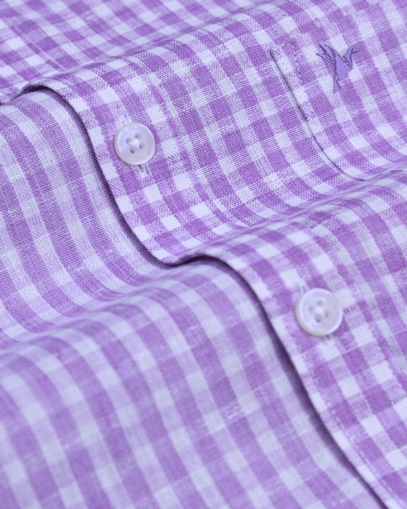 Purple & White Checks -Full-Bamboo Linen