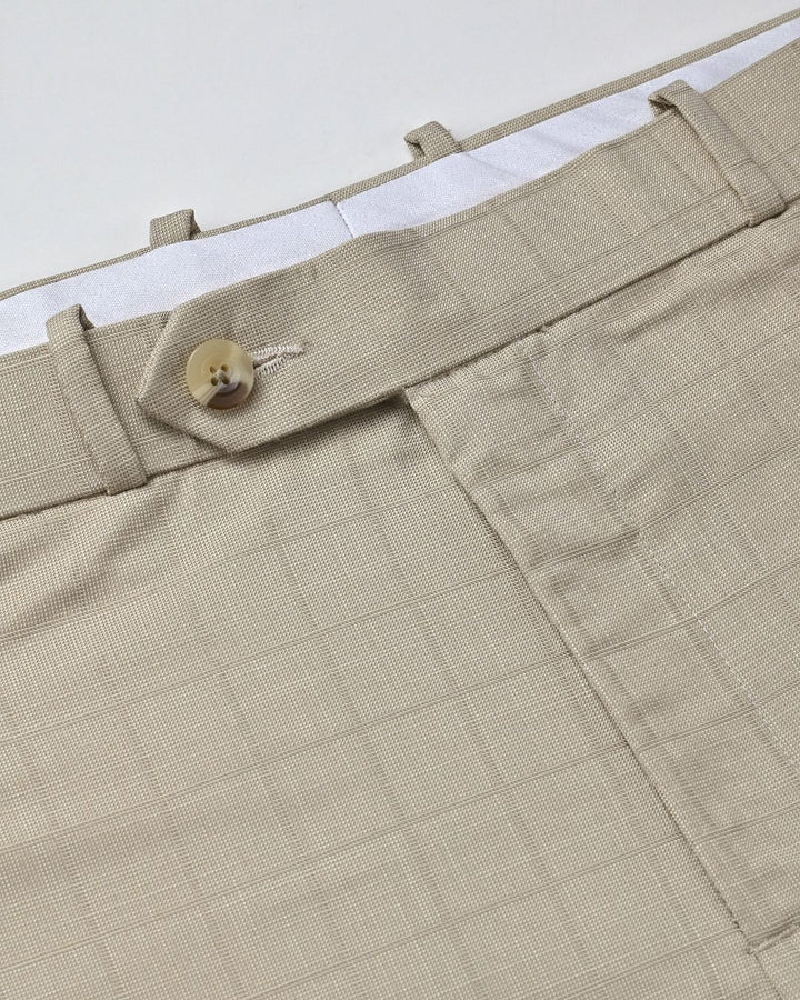 Cream Pixel Checks - Wrinkle free Formal Pant