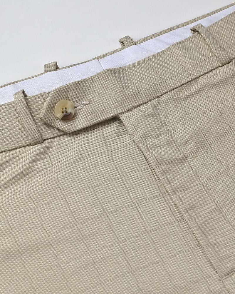 Cream Pixel Checks - Wrinkle free Formal Pant