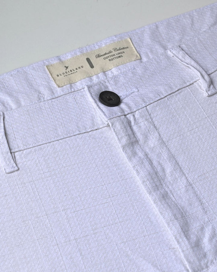 White Mini Checks- 2 way stretch - COTTON LINEN PANT