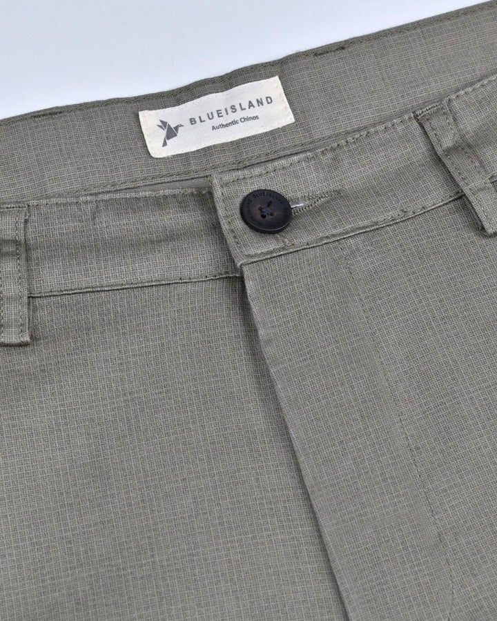 Olive Mini Checks - 2 way stretch - COTTON PANT
