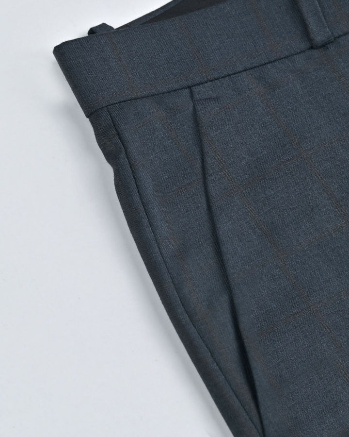 Blackish Grey Bold Checks - Wrinkle free Formal Pant