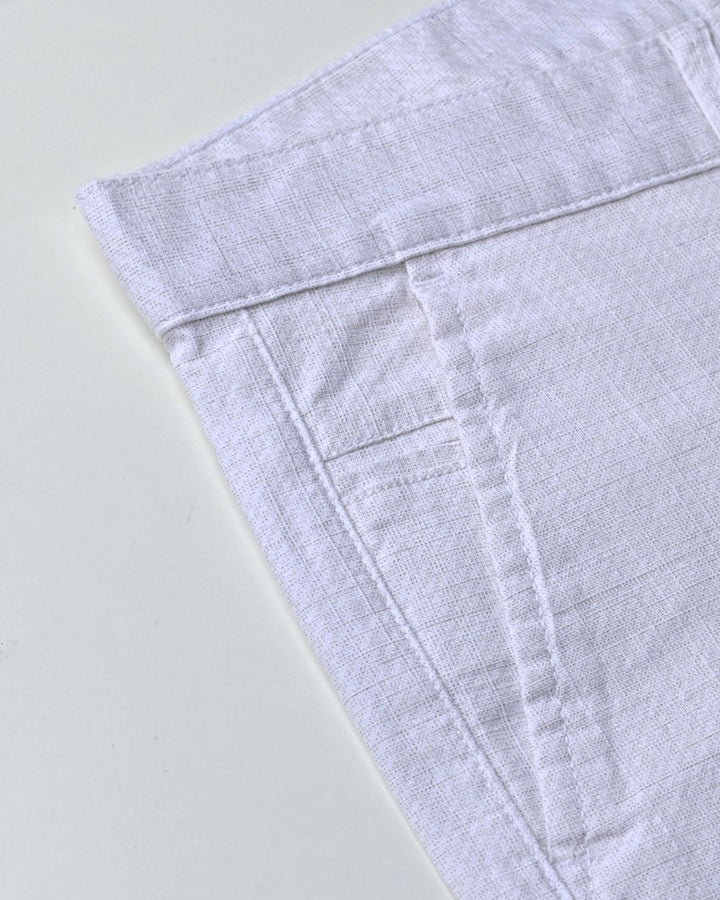 White Mini Checks- 2 way stretch - COTTON LINEN PANT