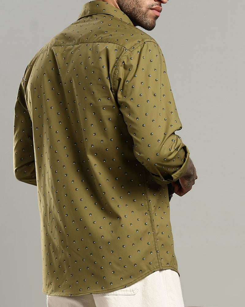 Khaki Green Slice Print -Full-Stain Proof