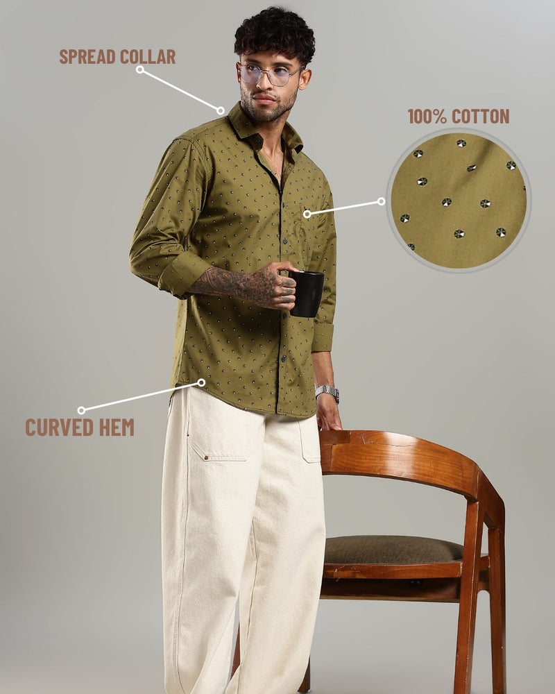 Khaki Green Slice Print -Full-Stain Proof