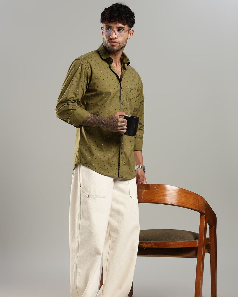 Khaki Green Slice Print -Full-Stain Proof