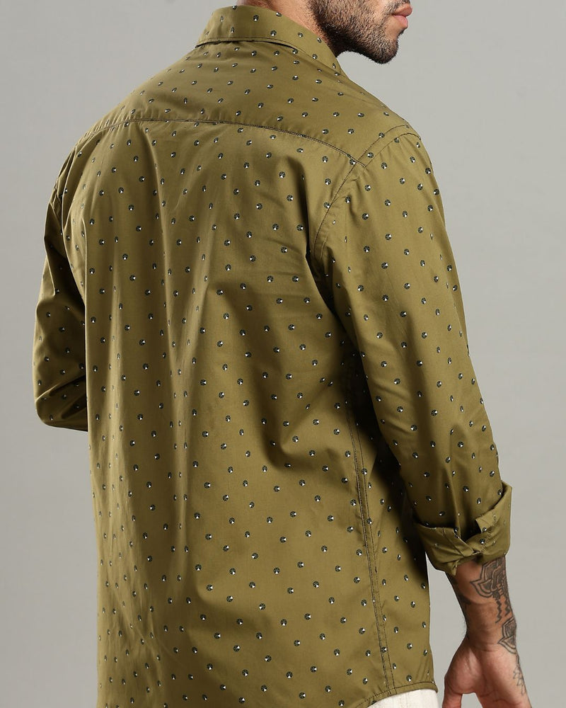 Khaki Green Slice Print -Full-Stain Proof