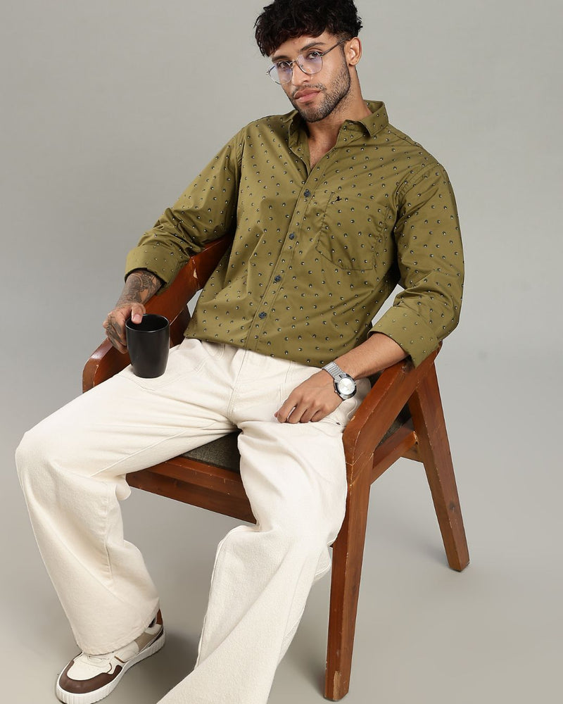 Khaki Green Slice Print -Full-Stain Proof