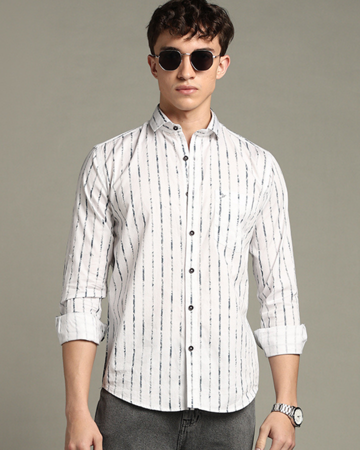 White & Military Line Stripes -Full-Stain Proof