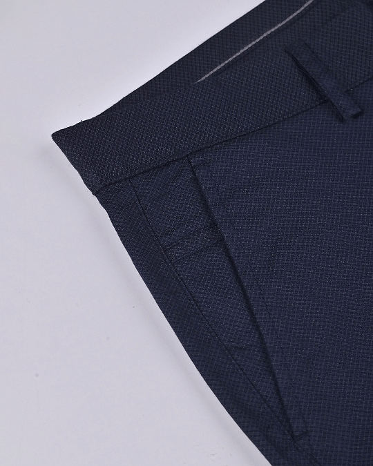 Navy Cube  Printed - 2 way stretch - COTTON PANT