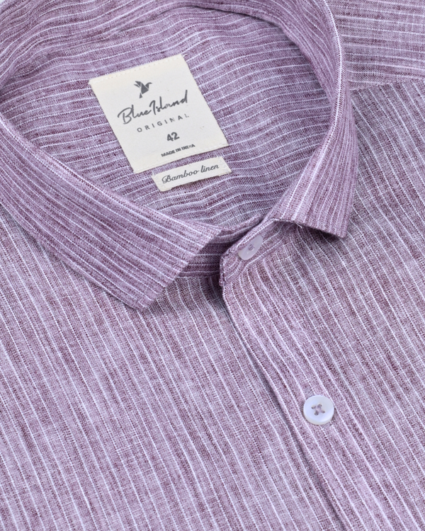 Vintage Maroon Stripes -Full-Bamboo Linen