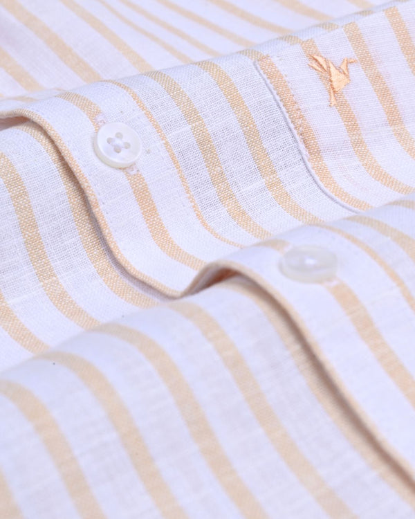 Rust Orange and White Stripes -Full-Bamboo Linen